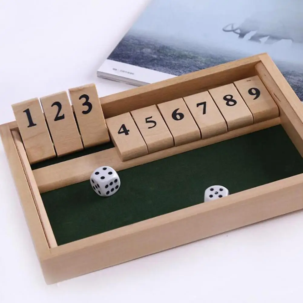 Wooden Board Game Shut-The-Box Instructions Toy Hand-eye Coordination Beginner-friendly Close The Box Instructions Dice Games