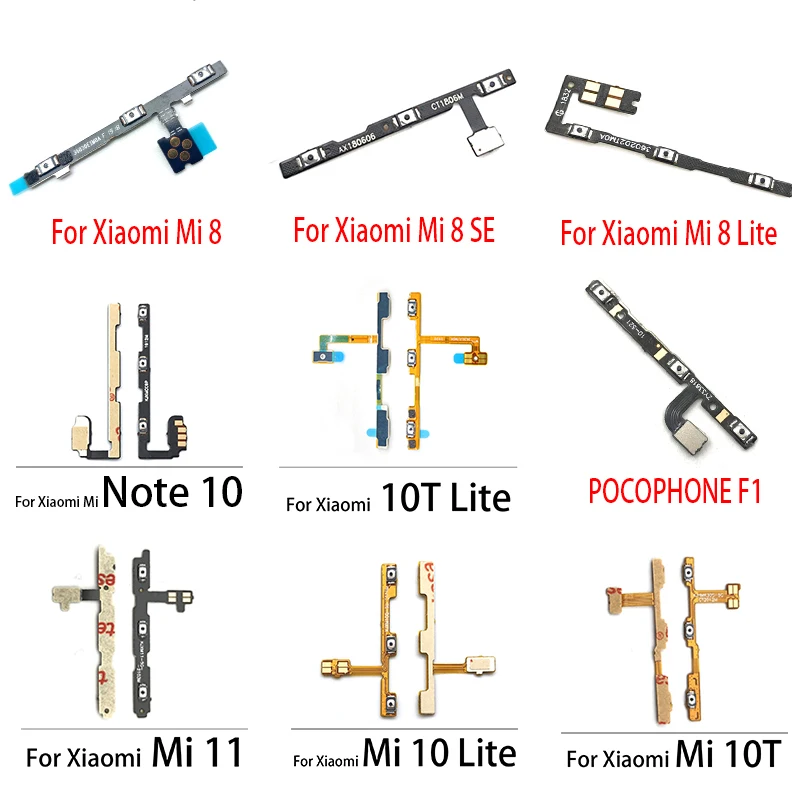 Power On Off Volume Side Button Key Flex Cable For Xiaomi Mi 8 9 se 11 Lite / Mi 9T 10T 10 Note 10 Pro Lite Replacement parts