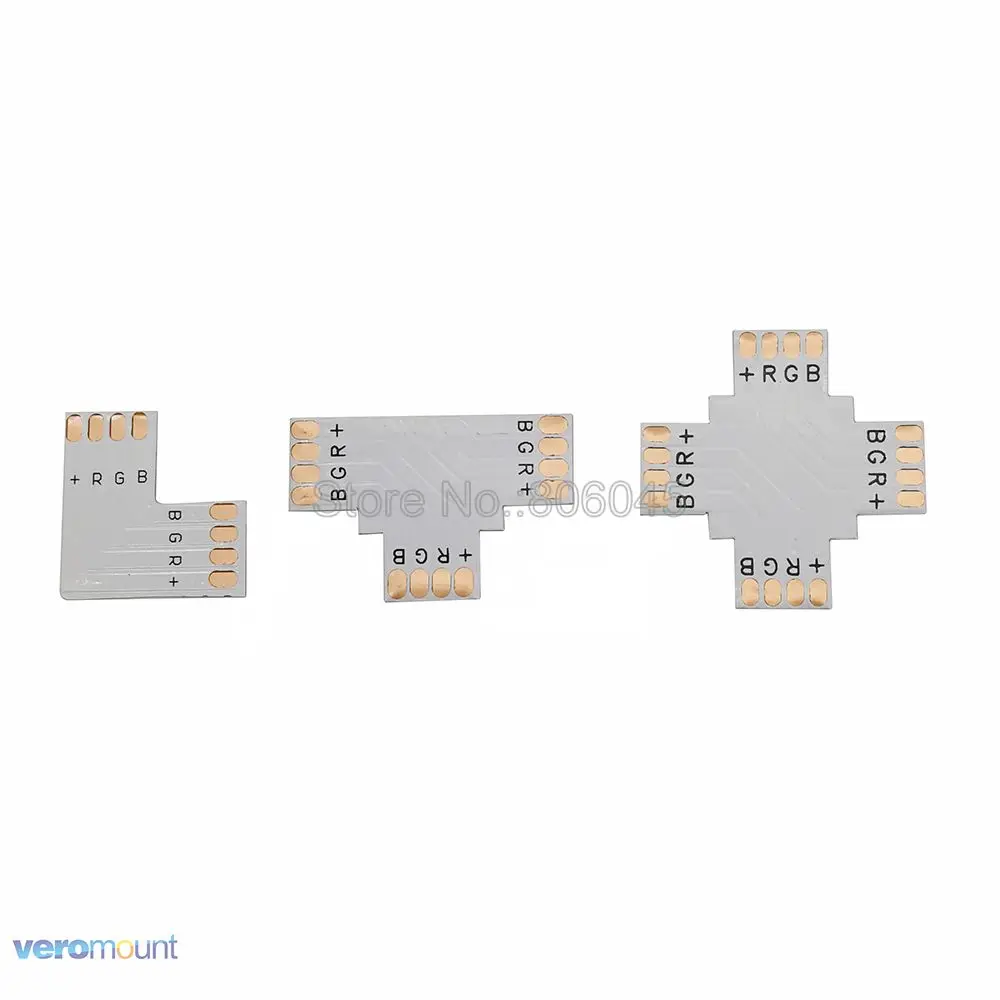 5pcs/lot Free Soldering LED Connector 4Pin 4-Pin L / T / X Shape Corner Connector No Welding for 10mm RGB LED Strip Light