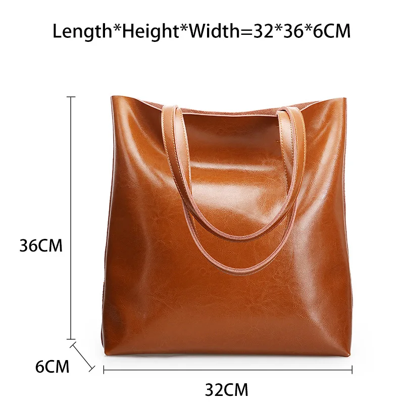 Zency 100% Genuine Leather Vintage Women Shoulder Bag High Quality Fashion Brown Large Capacity Shopping Bags Black Tote Handbag