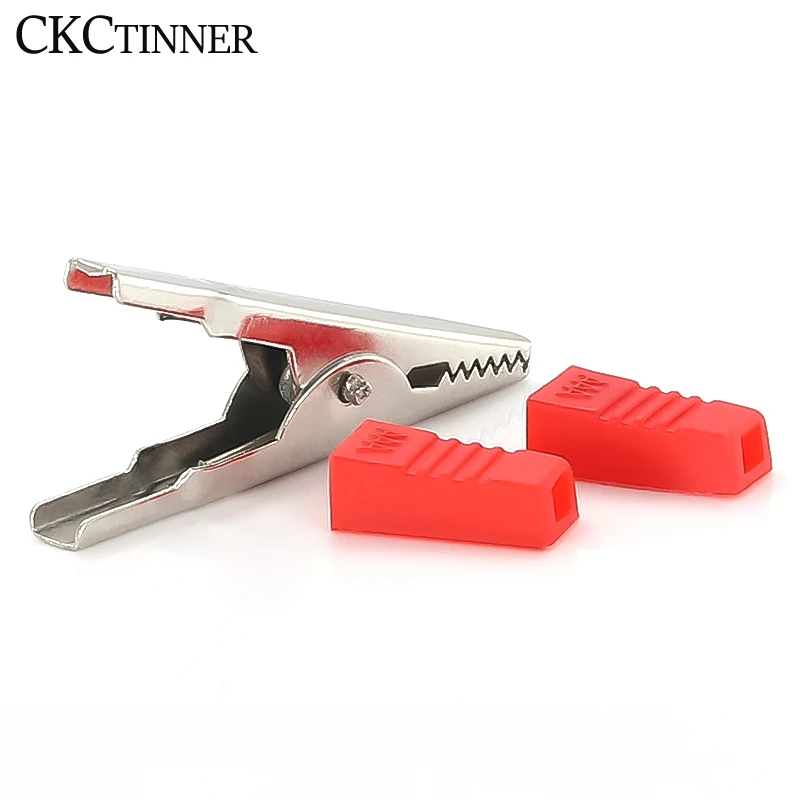 10pcs Test Metal Alligator Clip Plastic Handle Cable Lead Test Charging Clamp Metal Crocodile Clamp Length 50mm 35mm