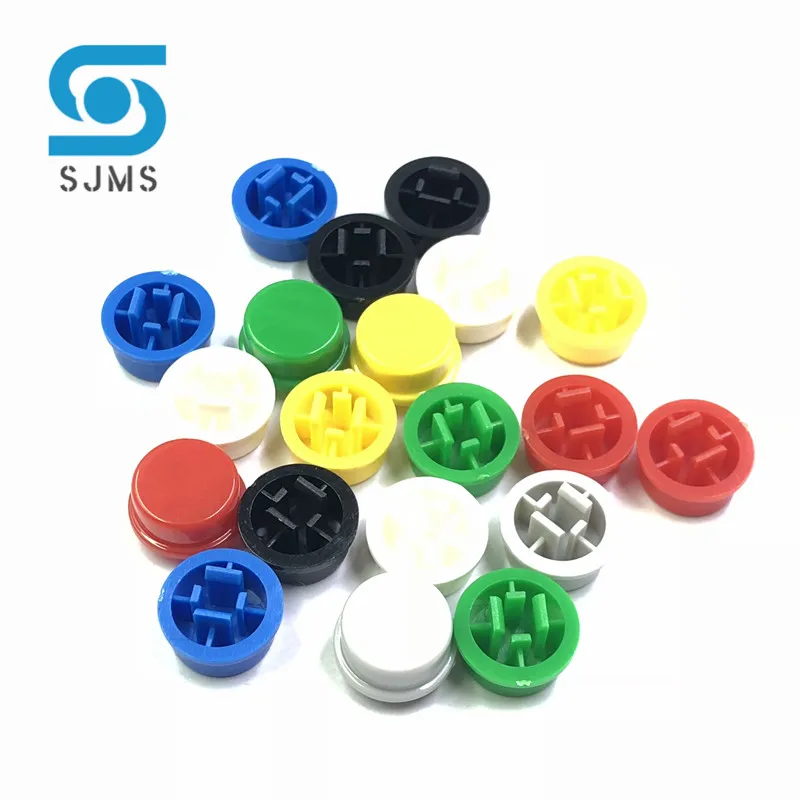 50pcs A24 Tactile Push Button Switch Cap Adapted To 12*12*7.3 mm Micro Tact Switches 8 Colors Silver Red Black Blue Green Gray