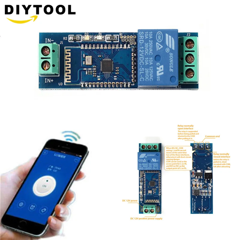 1PCS Smart Bluetooth Relay Module Remote Control Switch Bluetooth 12V IOT Wireless Relay Module for Bluetooth