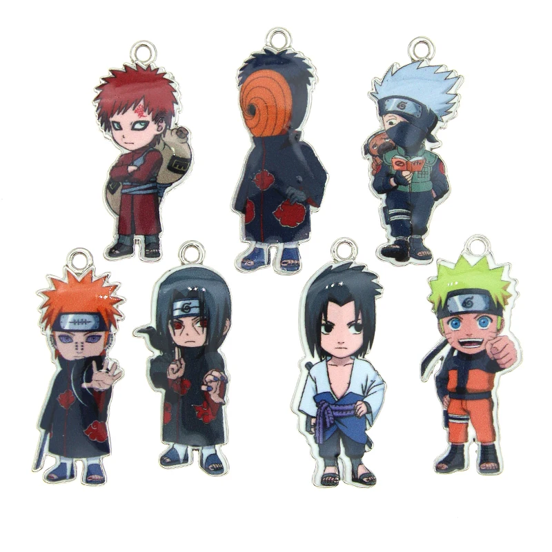 10pcs Japanese Anime Cartoons Character Ninja DIY Enamel Metal Charm Pendants keychain Jewelry Making Mobile Phone Accessories