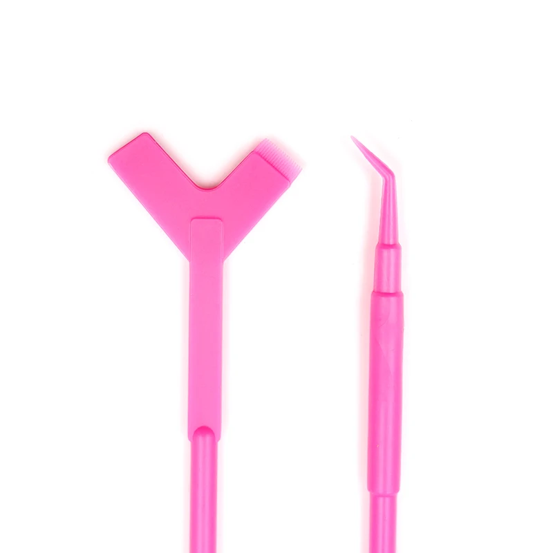 10Pcs 2 Way พลาสติกขนตาปลอม Perming Tool กาวร้อนช้อน Eyelash ยกแปรง Y แปรงหวี Lash curler Applicator