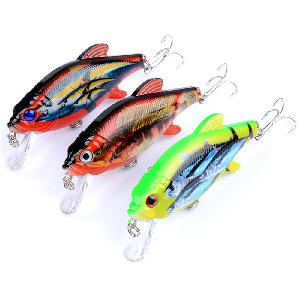 1Pcs 8cm 10.9g Minnow Fishing Lure Floating Wobbler Trolling Rattling 3D Eyes Hard Bait Crankbait Perch Pike Carp Fishing Tackle