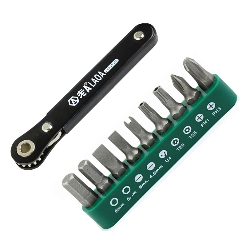 LAOA 10 in 1 Multifunction Ratchet Screwdriver High Quality Screwdriver Set Bits Daily Narrow Space Repair Tools Hand Tool Kits