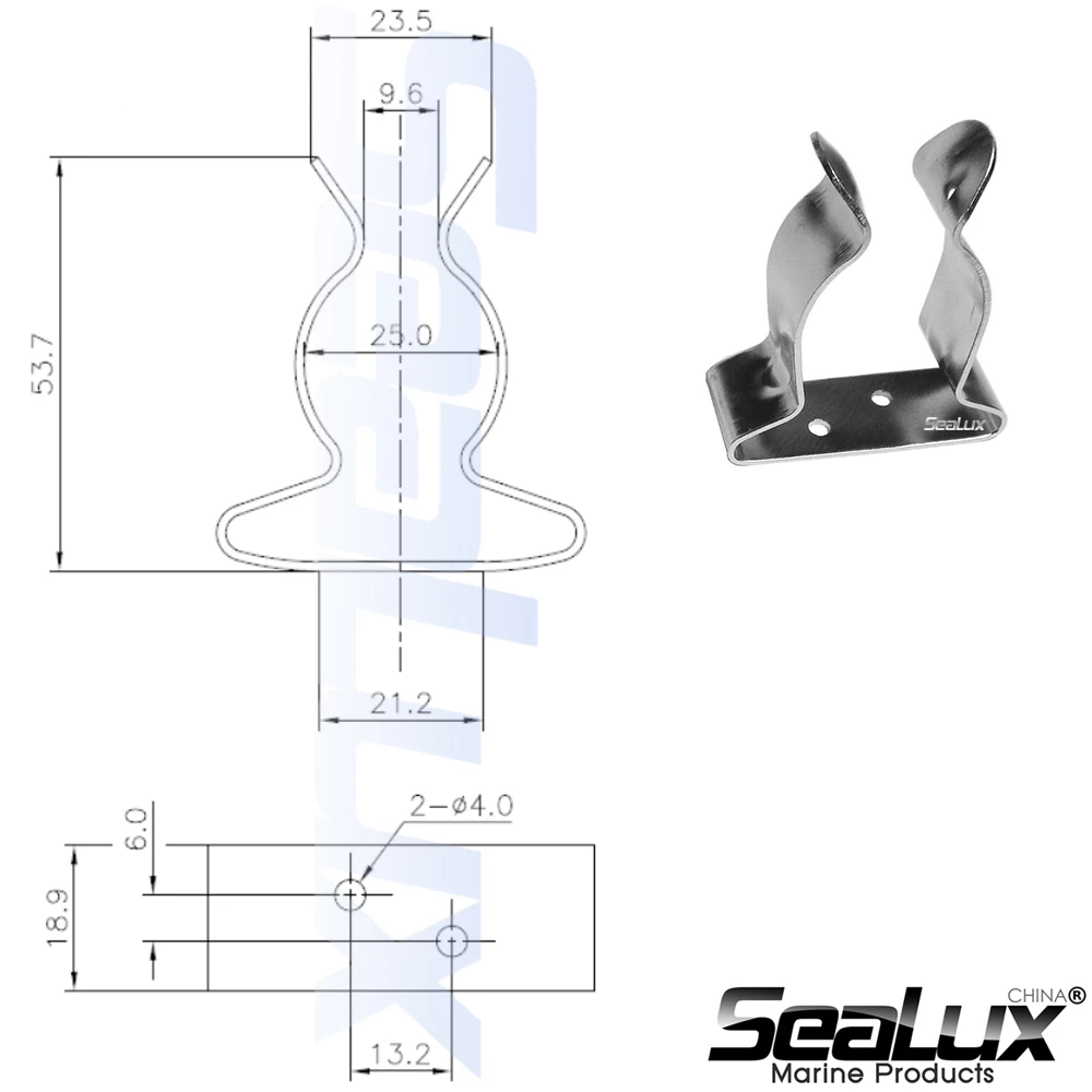 Sealux 1 Stück 301 Edelstahl Verstellbare Federklemme, Bootshakenhalter, Marine-Hardware für Yacht, Kanu, Fischereifahrzeug – Detail 3