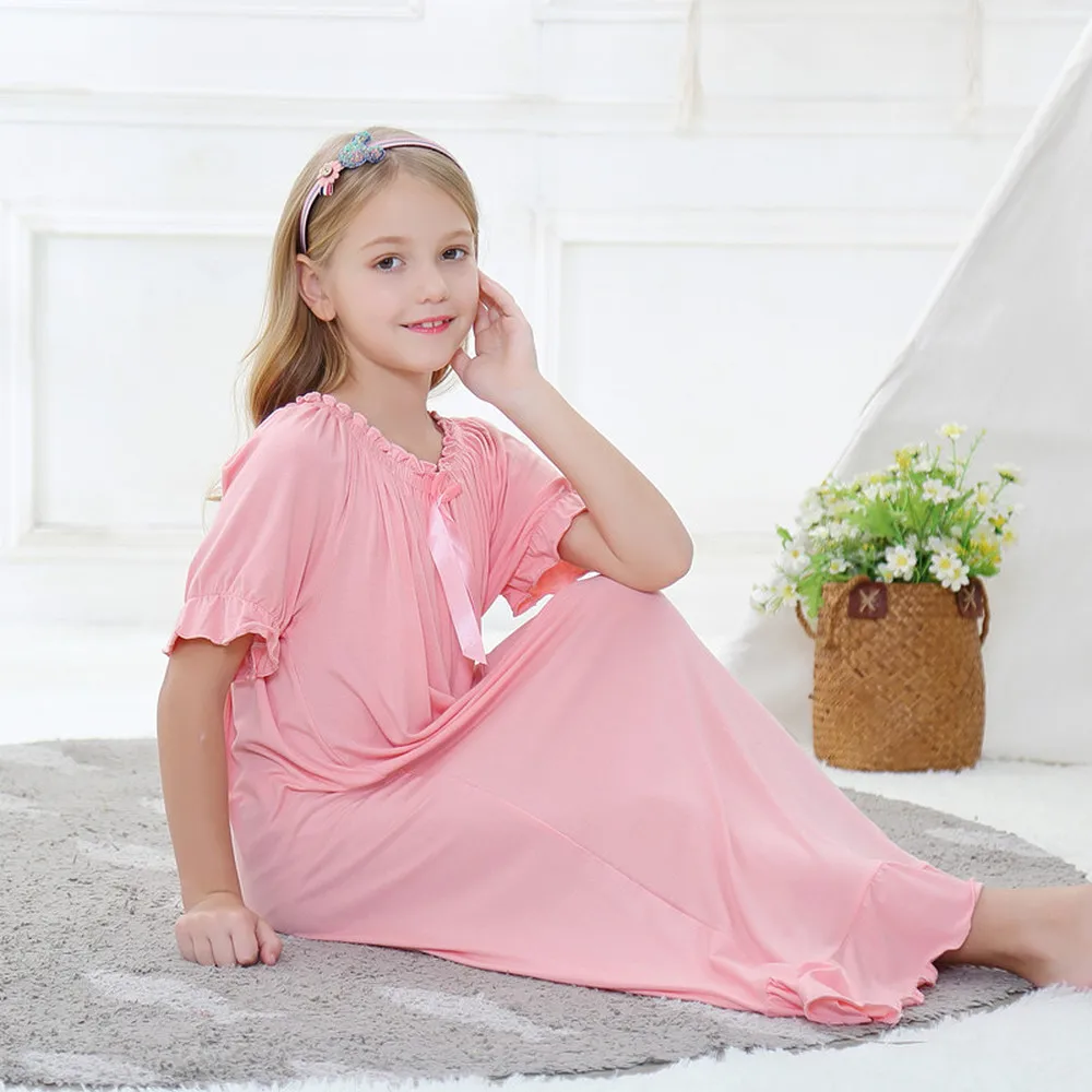 Girls Nightdress  Vestidos Summer  Cotton Lace Pajama Dress  Girls Nightgown  Fashion Princess Sleepwear Clothes