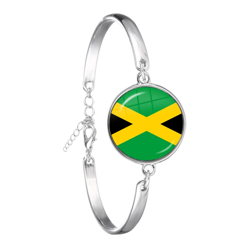 Trinidad,Sierra leone,Jamaica,Guyana,Ghana,UK,Libya,Estonia,India National Flag Glass Cabohcon Bracelet For Women Men Kids Gift