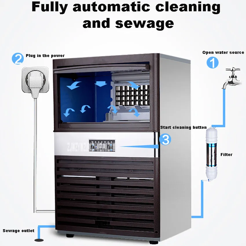 Máquina de hielo cuadrada pequeña automática para el hogar, máquina de hielo Comercial Grande para tienda de té, Bar, KTV, 100kg, 220V/110V, 430W, SK-80FA