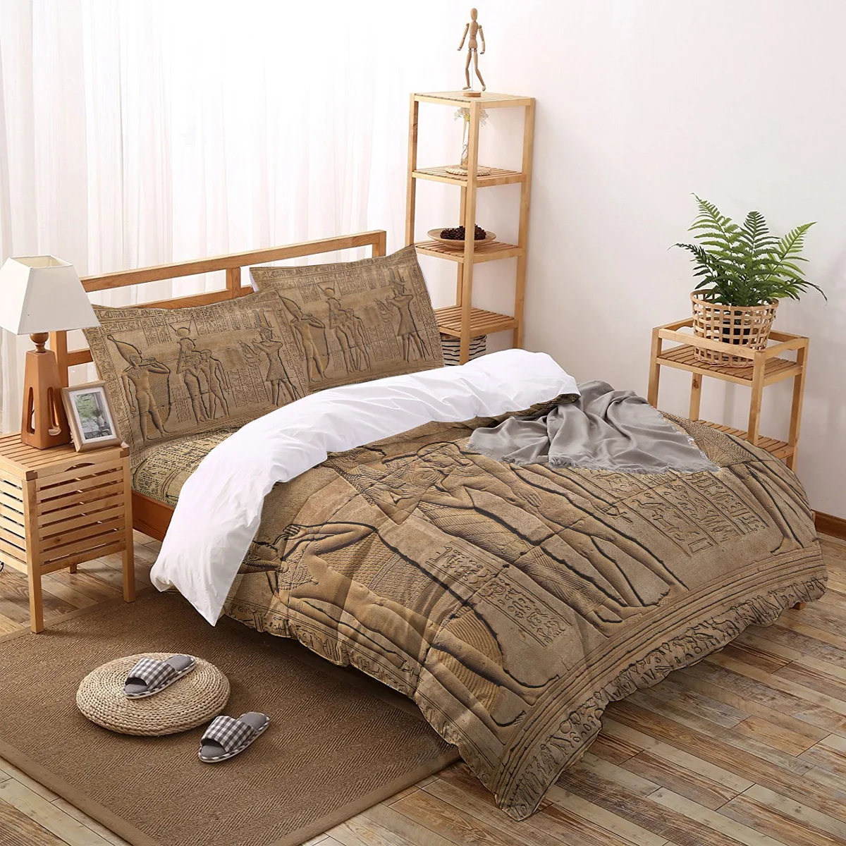 The Statue Egypt Print Bedding Set Home Textiles Bed Sheet Duvet Cover Pillowcase Single Double Bed Set