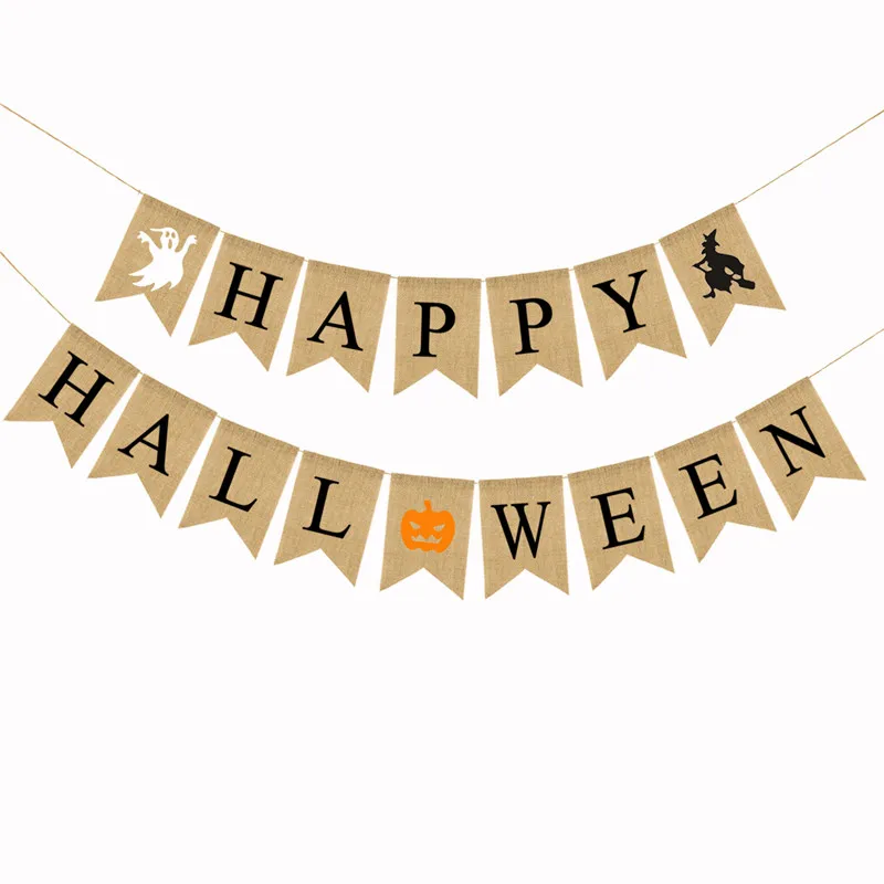 

10pcs/pack Creative Linen Flag HALLOWEEN Letter Live Decoration Banner