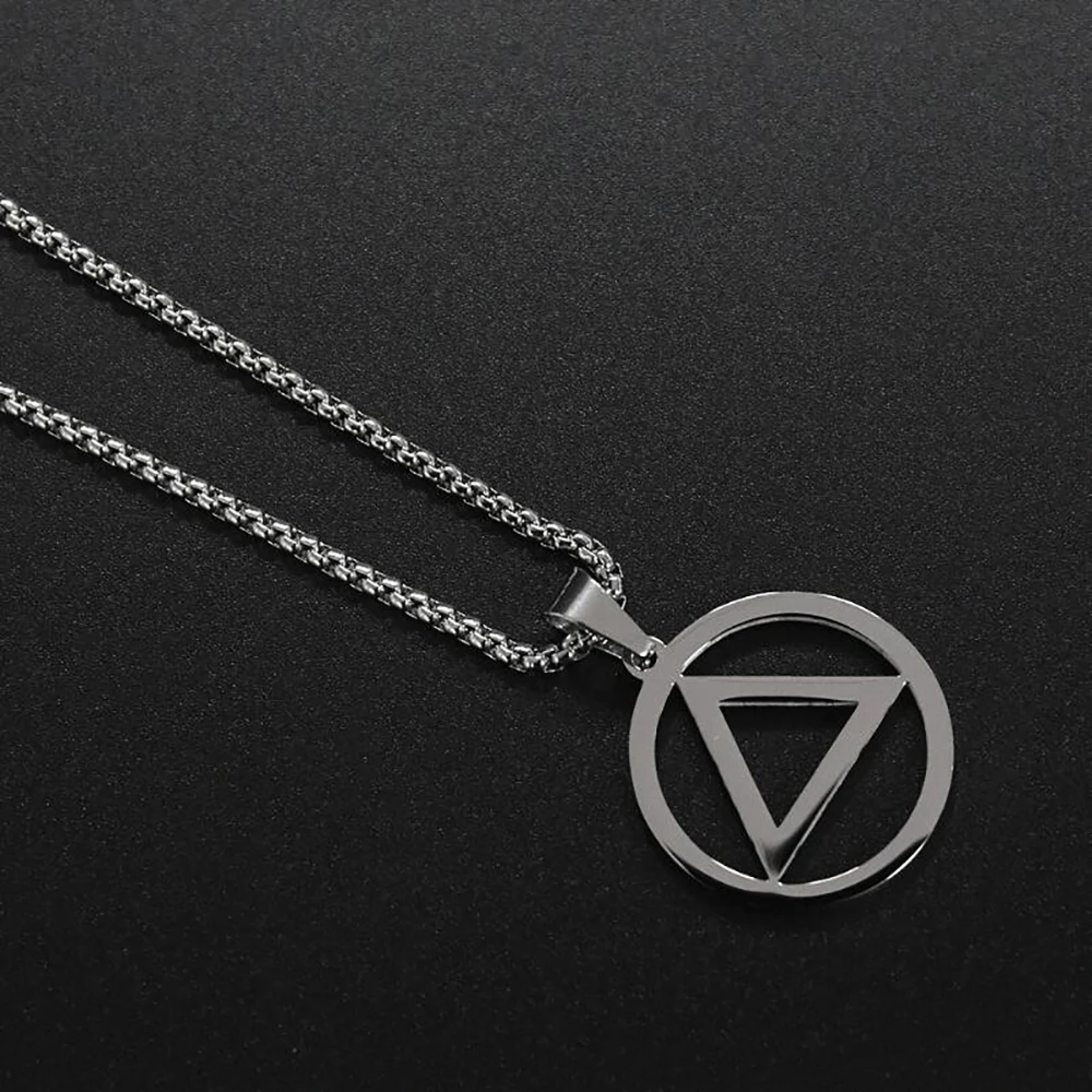 Stainless Steel Delicate Minimalism Eminem Triangle Round Geometry Pendant Necklace Jewelry Gift For Him with Chain