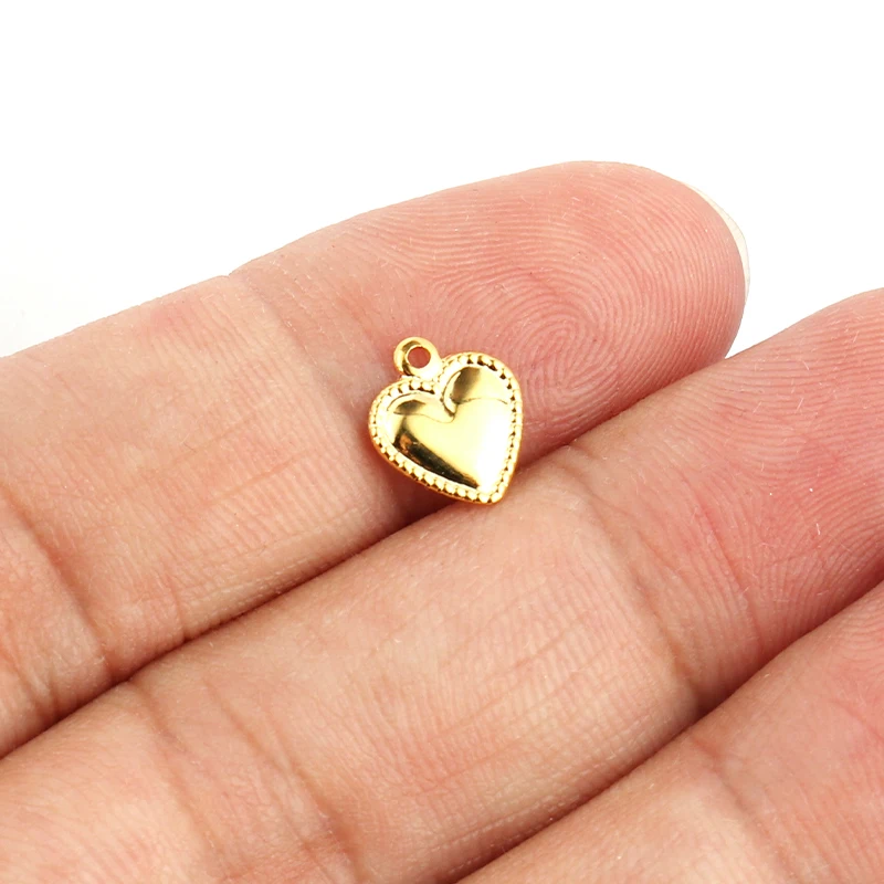 20pcs/lot 10*8mm Stainless Steel Heart Pendants Sweet Love Heart Charms for Jewelry Making Supplies Earring Accessories HXD