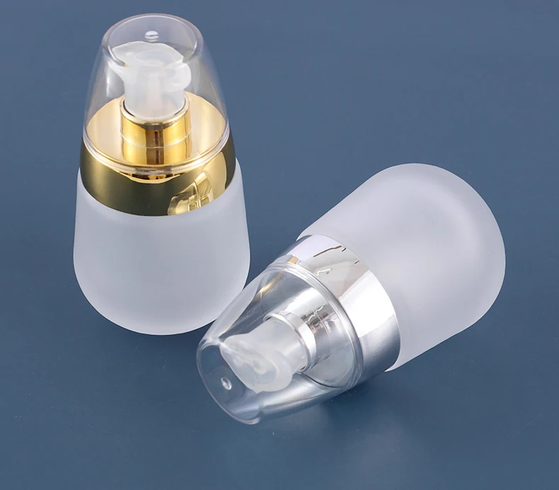 30ml Portable Frosted Clear Glass Lotion Cosmetic Toner Serum Bottle Gold Silver Lid Beauty Makeup Accessories Supplies