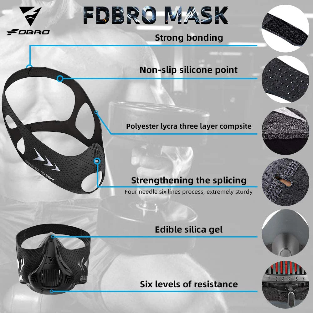 FDBRO MMA Cardio Workout 3.0 Running Resistance Elevation Endurance Mask for Fitness High Altitude Training Sports Mask