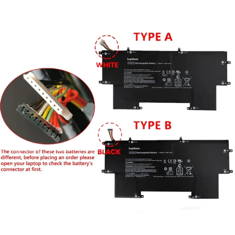 SupStone EO04XL HSTNN-IB71 I73C Laptop Battery For HP EliteBook Folio G1 827927-1C1 828226-005 827927-1B1 E004XL P4P84PT V8G94UT