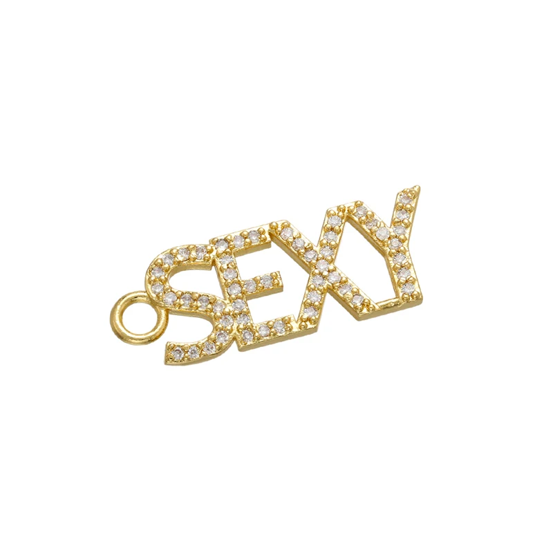 ZHUKOU CZ Crystal BABE SEXY letter charms for DIY handmade earring necklace Jewelry accessories making Components model:VD700