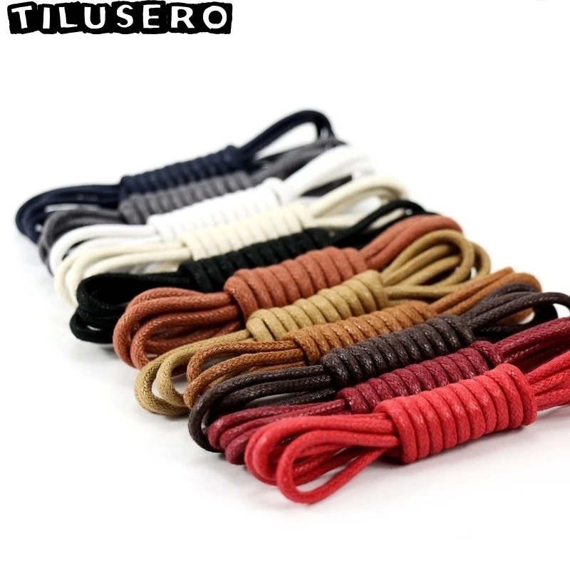 1 pair leather shoelaces round waxed casual shoes lace rope fine england brown cotton and linen shoes lace