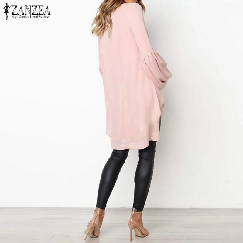 2023 ZANZEA Fashion Puff Sleeve Tops Women\'s Asymmetrical Blouse Elegant Casual Layered Blusas Female Blusas  Tunic