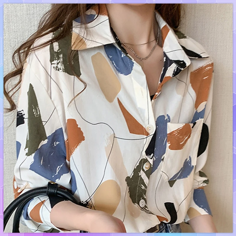 Women's Retro Chiffon Shirt Sunscreen Button-down Shirts Flower Hong Kong Top Thin Tops Boho Loose T-Shirts ropa mujer