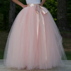 Women's 7 Layers 100CM Long Tutu Tulle Skirt A Line Floor Length Tulle Party Evening Skirt Wedding Ball Gown Skirt