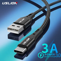 USLION 3m Type C  Cable For Xiaomi Redmi Fast Charge Phone Charging Wire USB C Cable For Samsung S9 S8 S10 Type C 3A Charger