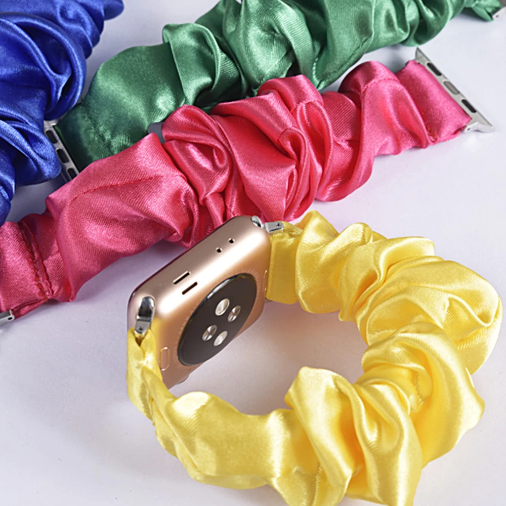 Scrunchie Strap for Apple watch band 44mm 40mm 45mm 41mm 49mm 38mm 42mm Women correa bracelet iwatch series 7 6 se 5 3 4 8 ultra