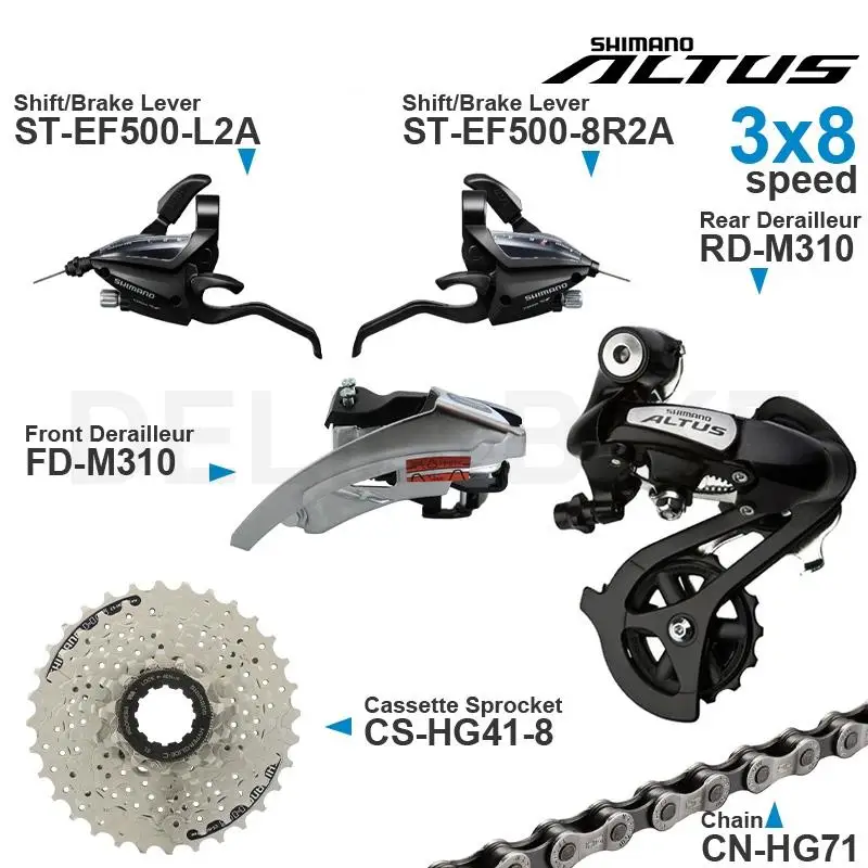 SHIMANO ALTUS ACERA 3x8 prędkości Groupset obejmują EF500 manetki M310 M360 przód/przerzutka tylna HG200 HG41 kaseta zębatka łańcucha