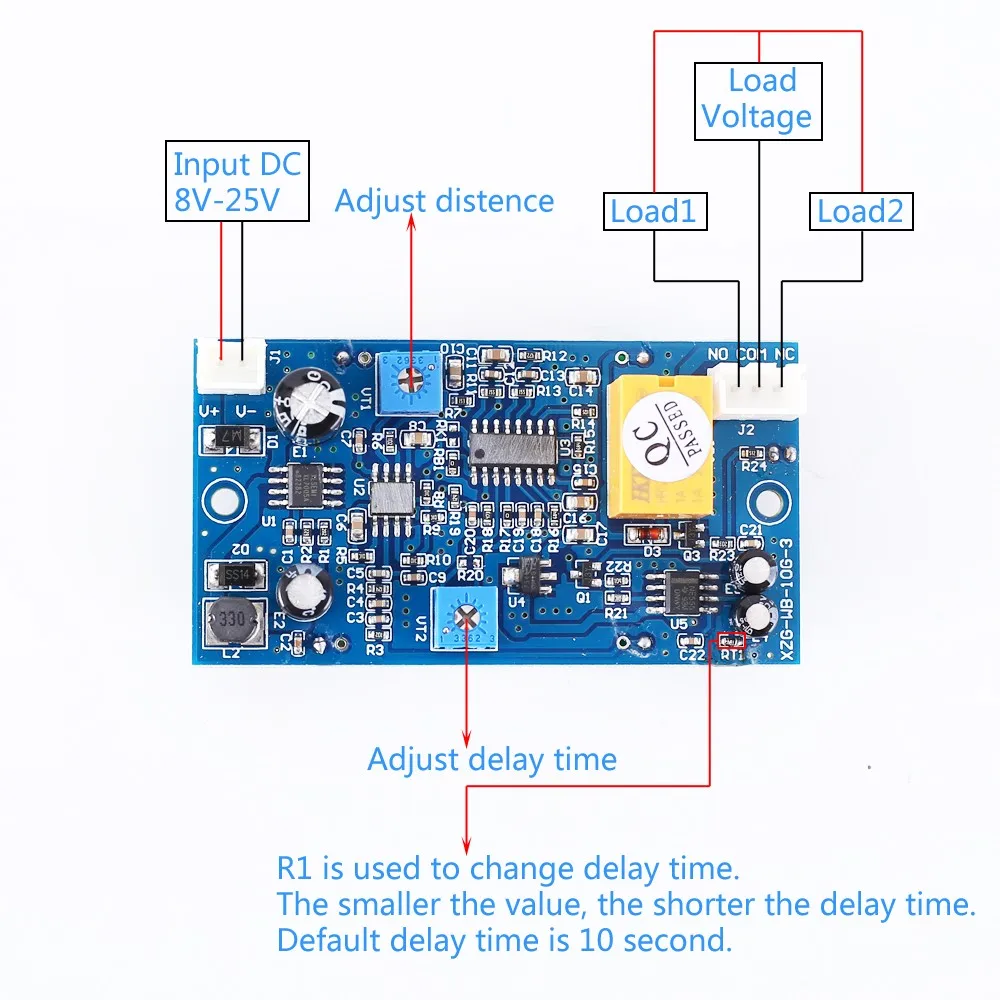 Microwave Radar Sensor Module 20W Voltage Output Switch Controller Detection Distance 0.2-12 Meters 5.8GHz DC 3.3V 5V 9V 12V 24V