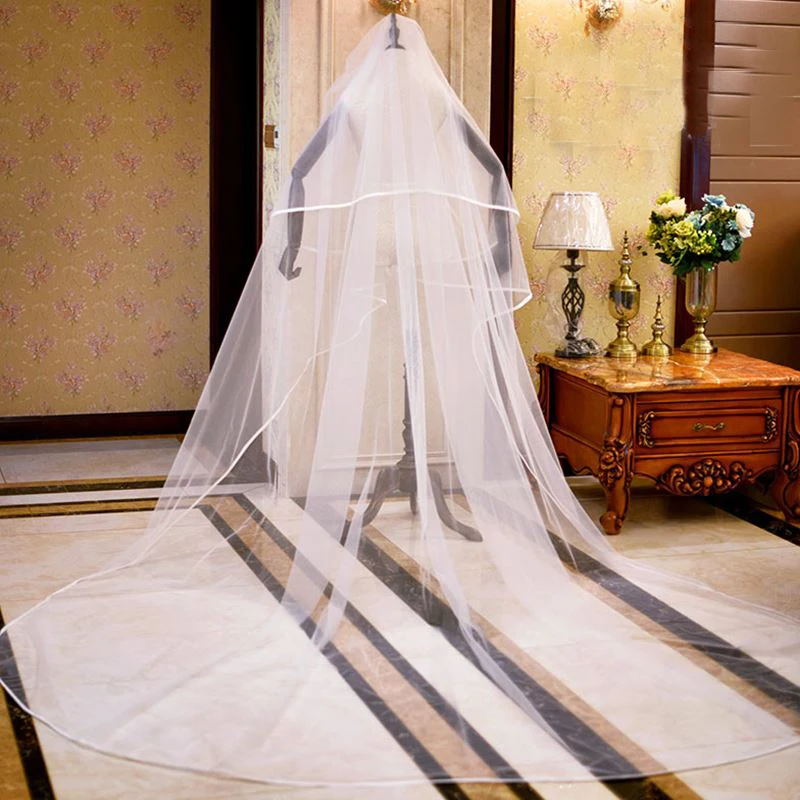 Kisswhite New Luxury Stain Edge Wedding Veils With Combom 2 Layers Fashion Bridal Veil Wedding Accessories