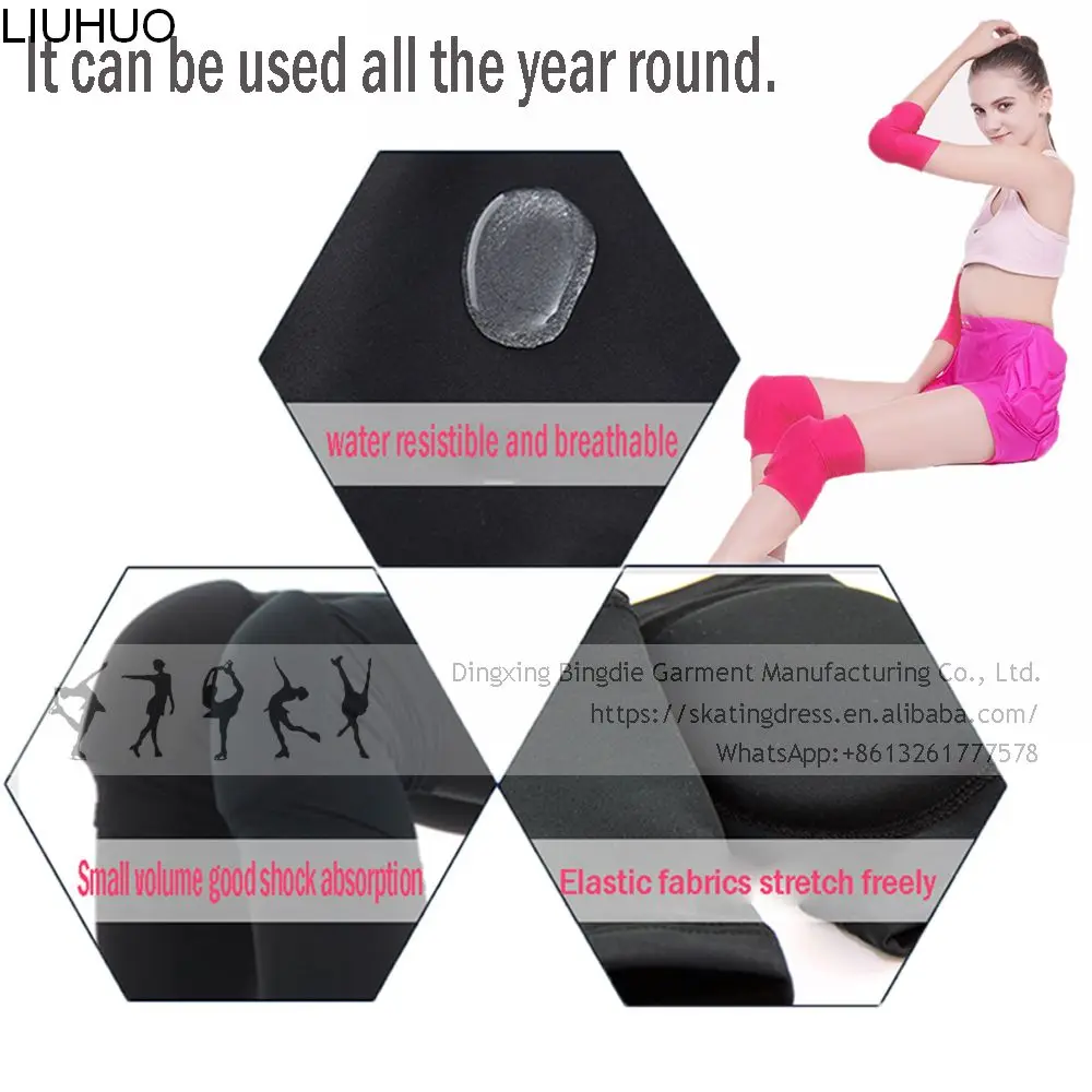 Ice Skating Figure Skating Knee Protector Pads Sports Safety Supporter Protective Mat Protection black pink