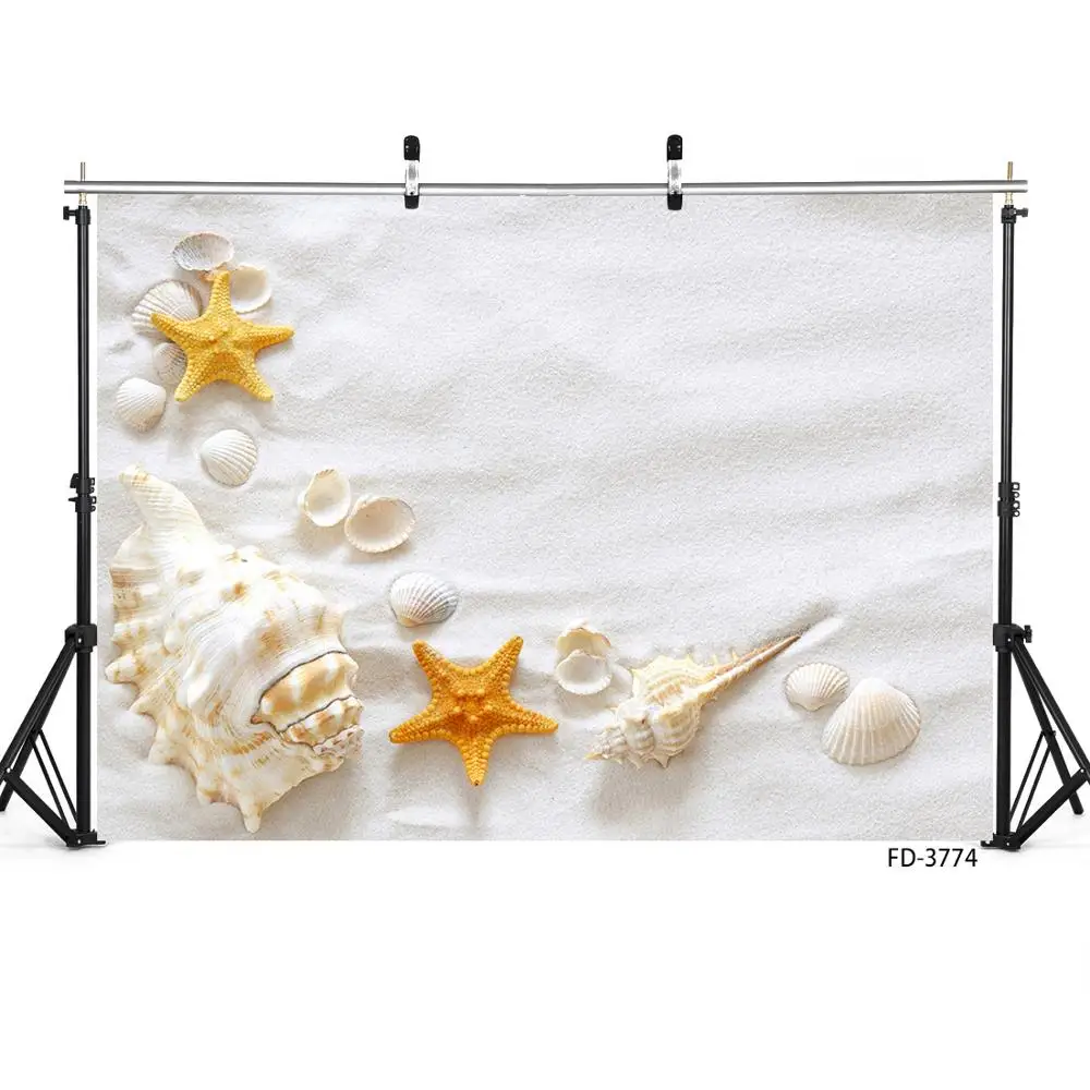 Фон для фотосъемки с белым песком, пляжем, морской звездой, раковиной, детским душем, Виниловый фон для детского портрета, реквизит для фотосессия Фотостудия