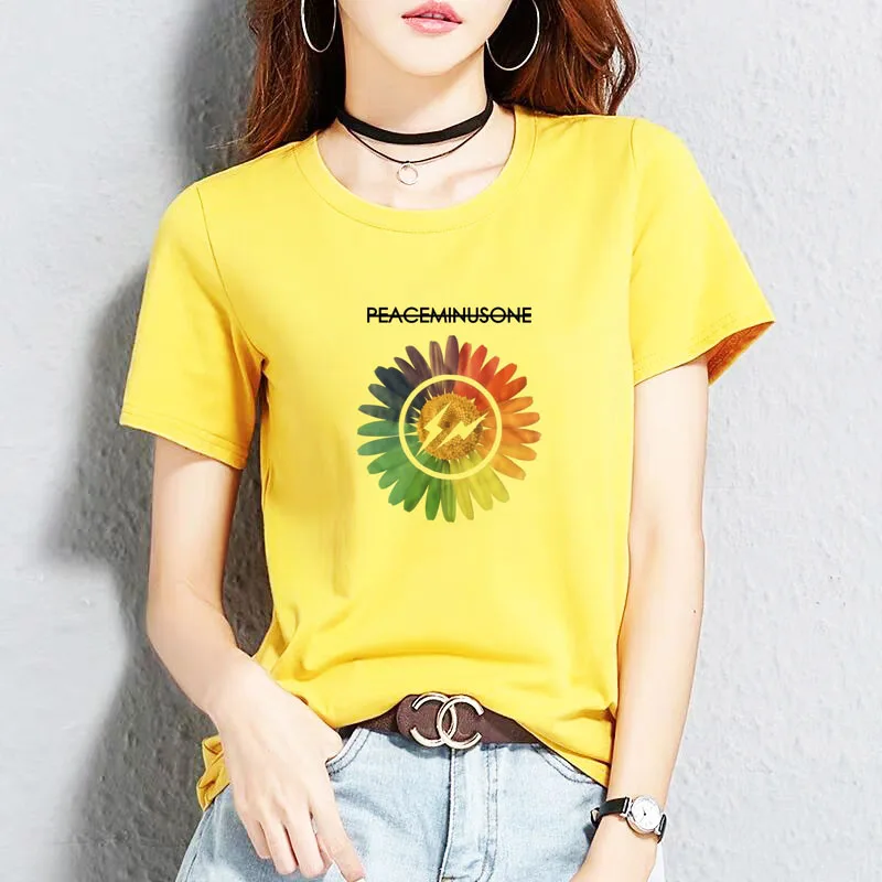 Women Sunflower T-shirt girls Summer Casual flowers Shirts Original Brand Beautiful harajuku tops tees