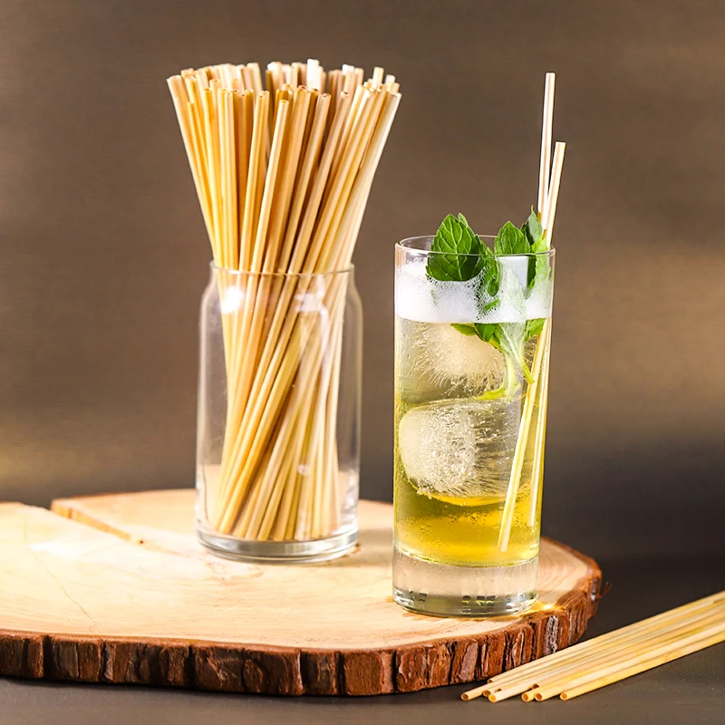 100pcs Disposable Wheat Straw Eco-Friendly Natural  Drinking Straws Portable Environmentally  Bar Party Accessory