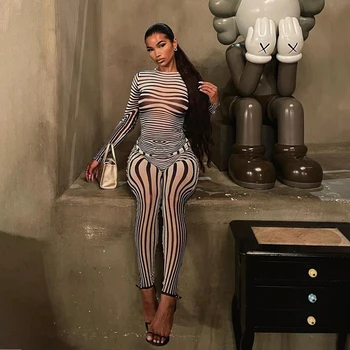 סט שני חלקים משובץ ברשת לנשים עם שרוולים ארוכים וצווארון אובלי, מתאים לרחובות העיר