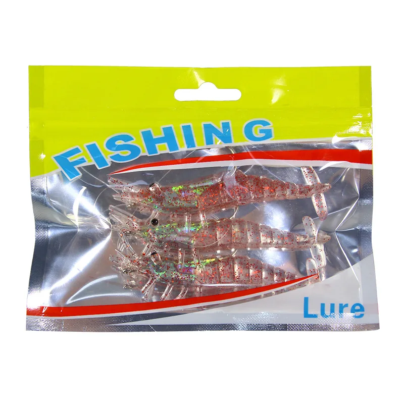 JYJ Lure 3 pieces 85mm 10G Soft artificial shrimp craws lure silicone lead fish bait bass wobbler lure with single hooks