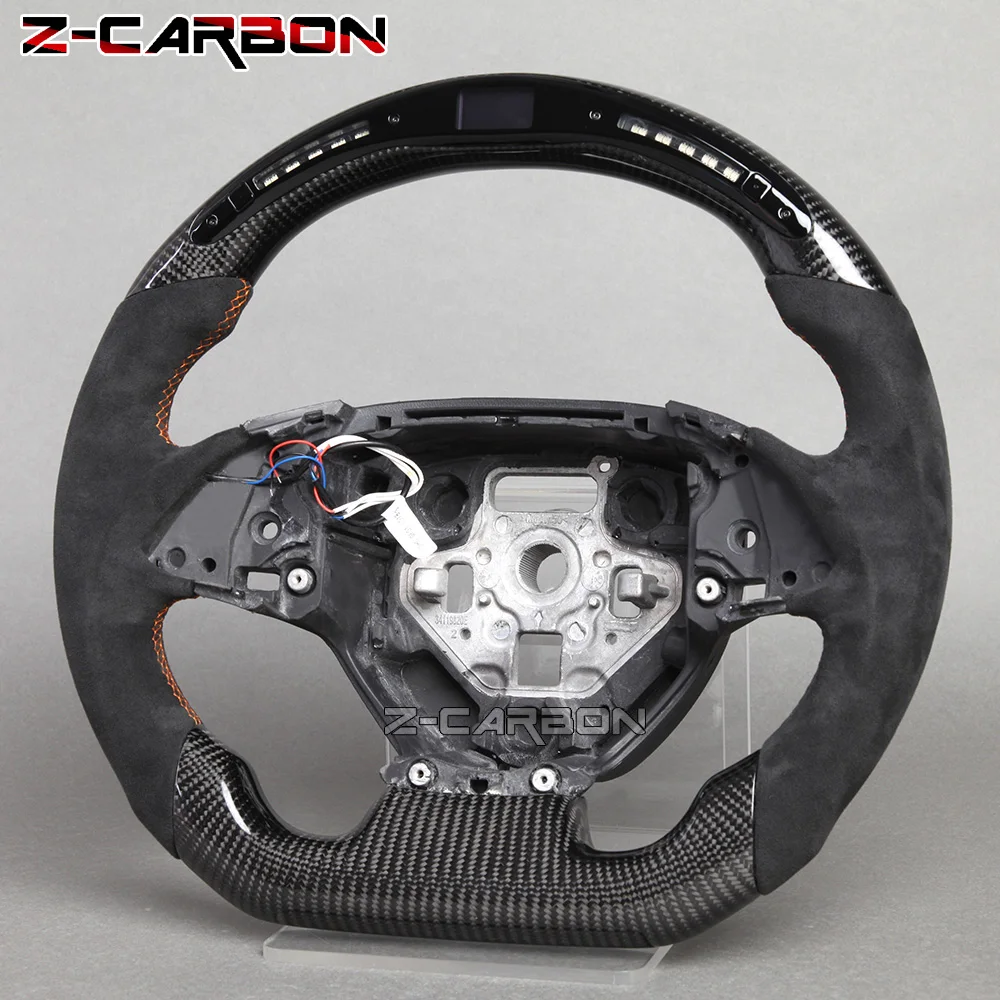 Carbon Fiber Steering Wheel Led Alcantara Leather For Chevrolet Camaro