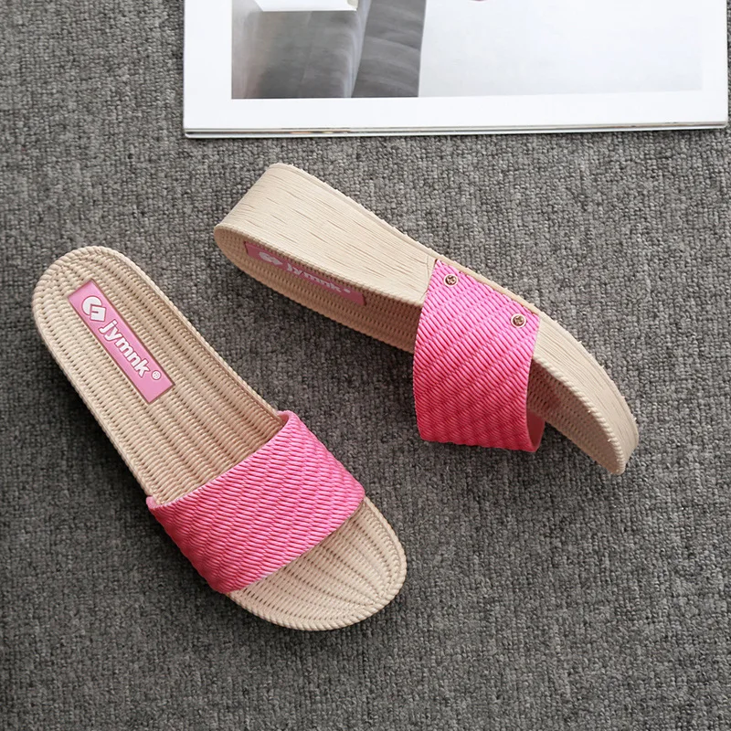 4.5cm Heel Thick Soft Sole Indoor Outdoor Wedges Slippers Women Shoes Summer Sandals Women Slides Ladies Slippers Pretty Shoes