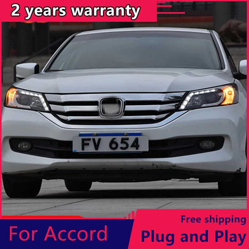 Headlamps for Honda Accord 2013 2014 2015 LED headlight for Accord 9th Gen Bi-Xenon lens plug and play