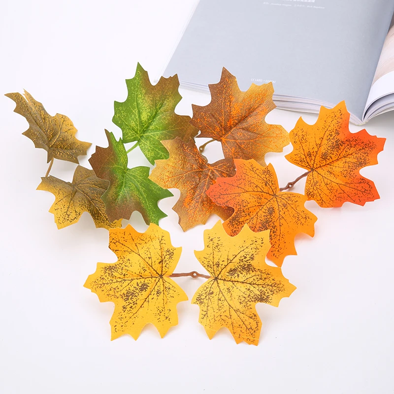 10/20Pcs Artificial Maple leaves Simulation Fake Autumn Leaves For DIY Scrapbook Christmas Party Decoration Wreath Fake Plant