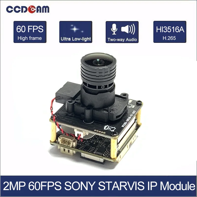 

CCDCAM Full HD 1080P H.265 60fps Star Light 1/2" SONY IMX385 Hisilicon Hi3516A 2MP Double IPC Module