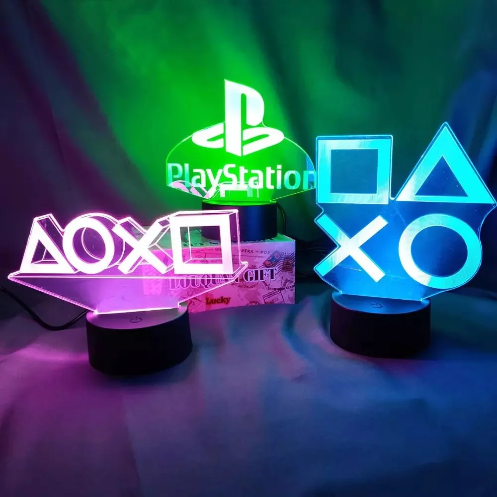 مصباح أيقونة لعبة ملونة لـ PS4 ، فلاش مزاجي ، تحكم في الصوت ، ضوء نيون ، طاقة USB/بطارية تعمل بالطاقة ، بار نادي KTV ، زخرفة جدارية