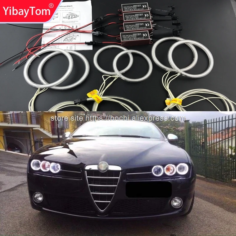 YibayTom WHITE 6000K CCFL Headlight  Angel Demon Eyes Kit angel eyes light for Alfa Romeo 159 2005-2011