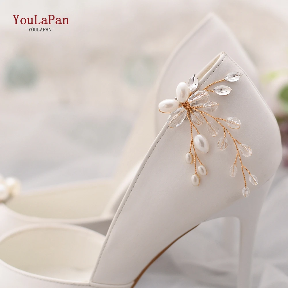 TOPQUEEN X23 2pcs Crystal Bridal High Heel Shoes Decorations Pearl Shoes Clips Party Shoes Accessories Elegant Shoes Buckle