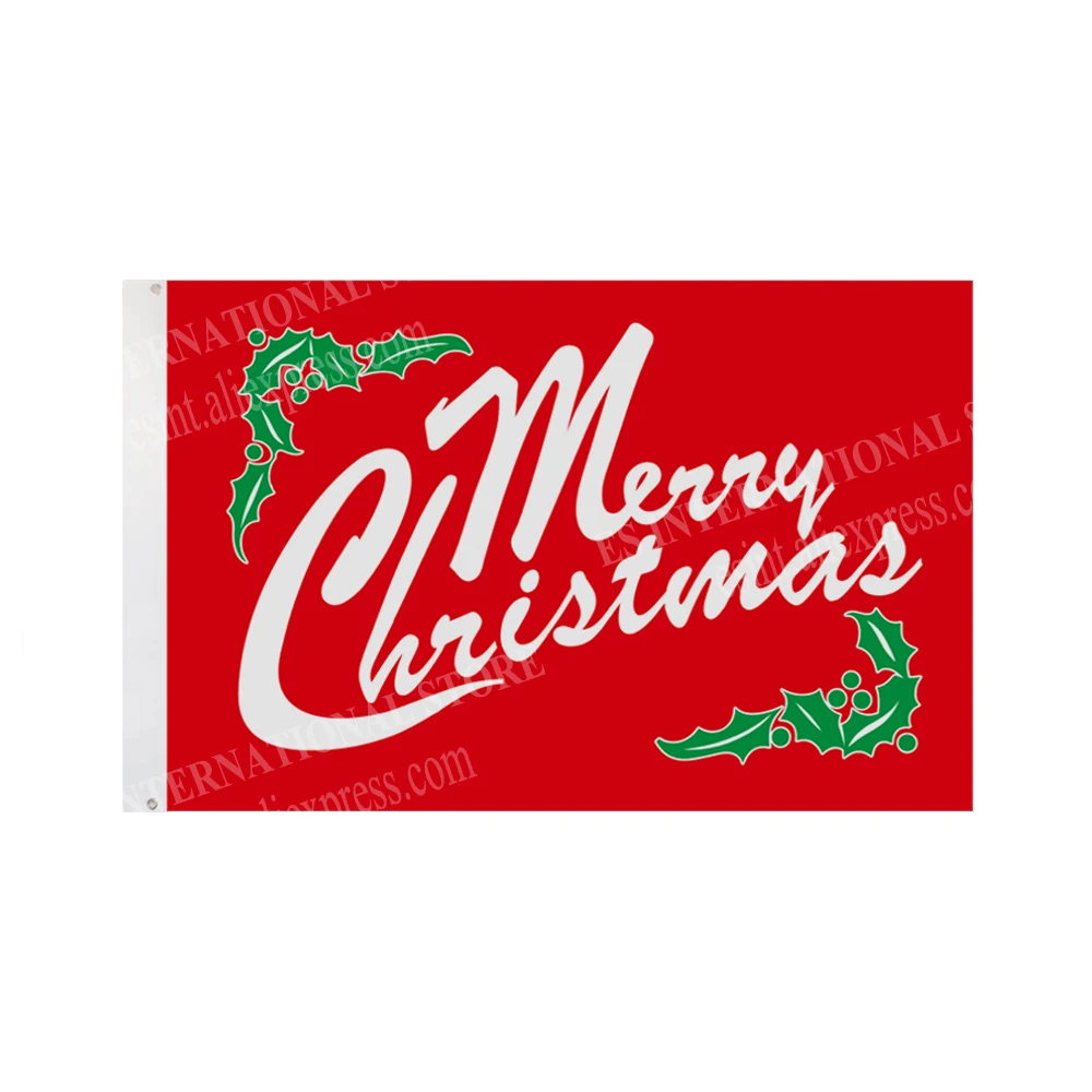 Merry Christmas Mistletoe Lettering Flag 90 x 150cm 3 x 5ft Custom Banner Metal Holes Grommets Indoor And Outdoor