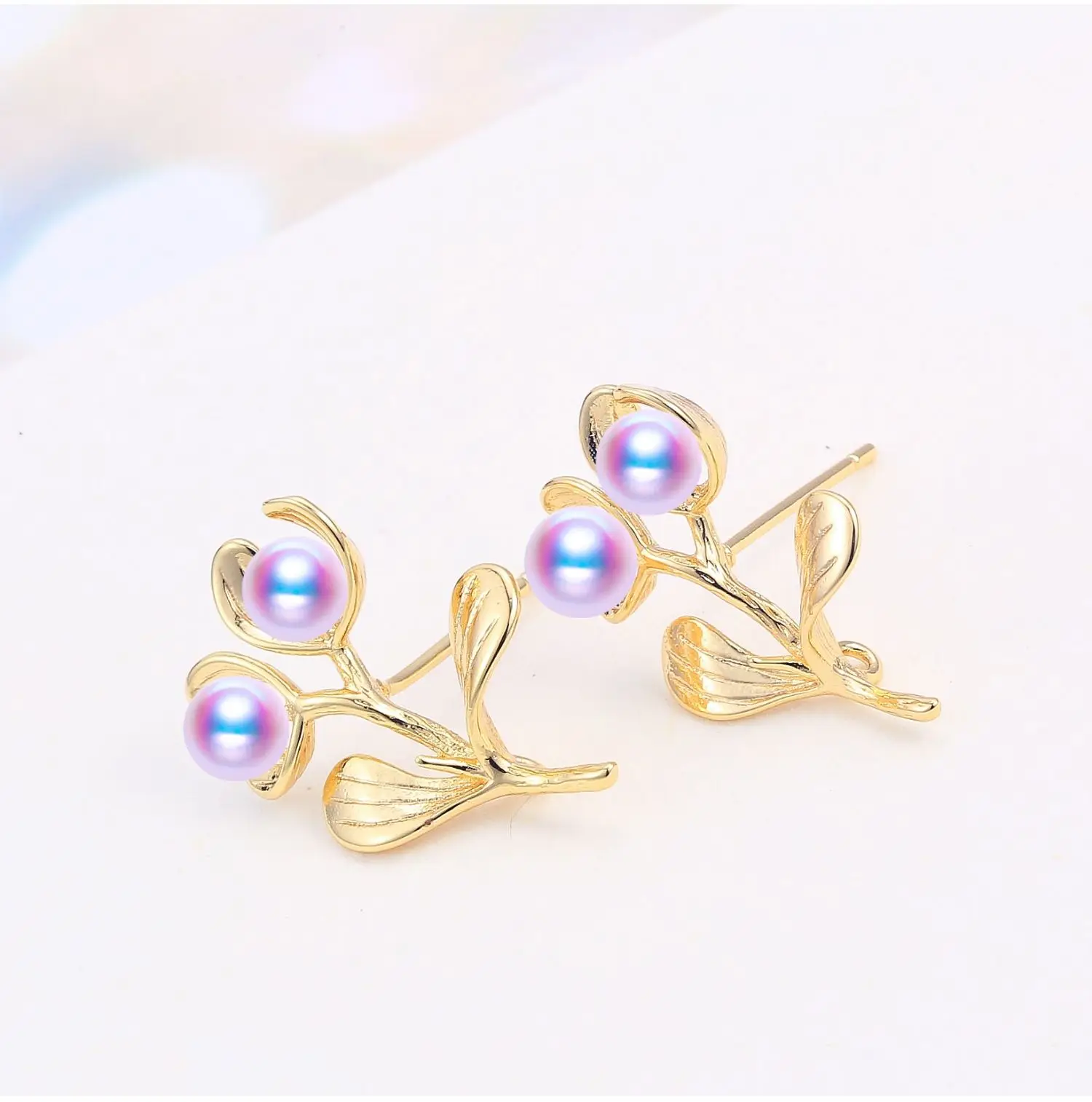 

Wholesale Gold Plated Stud Earrings Mountings Findings Jewelry Settings Parts for Pearls Beads Stones, 10pairs/lot