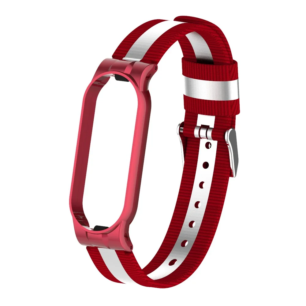 Fashion Reflective Material Stainless Steel Nylon Bracelet For Xiaomi Mi Band 6/5 Watch Wrist Strap Bracelet Mi Band 5 6 Strap