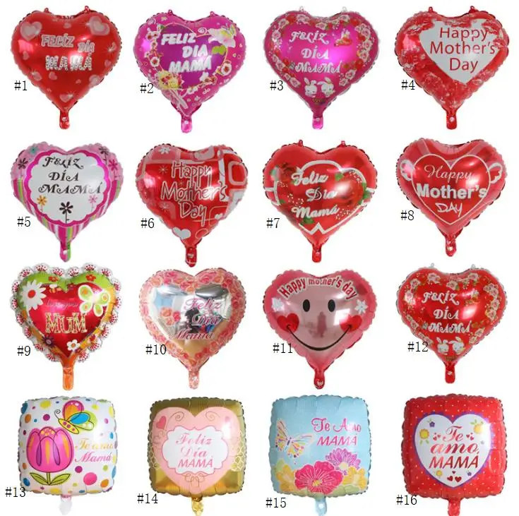 Happy Mothers Day Balloons 18 inch Foil Love Shaped Mothers Day Balloon English Spanish Mylar Helium Balloons SN296